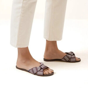 Rothy's The Knot Sandal in Taupe Stripe